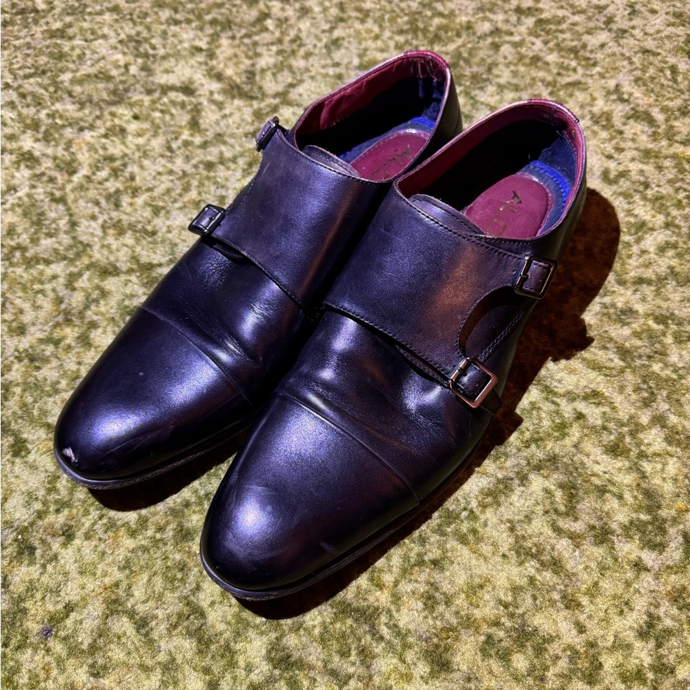 Aldo Men's Black Leather Double Monk Strap Shoes Size US 11 EU 44